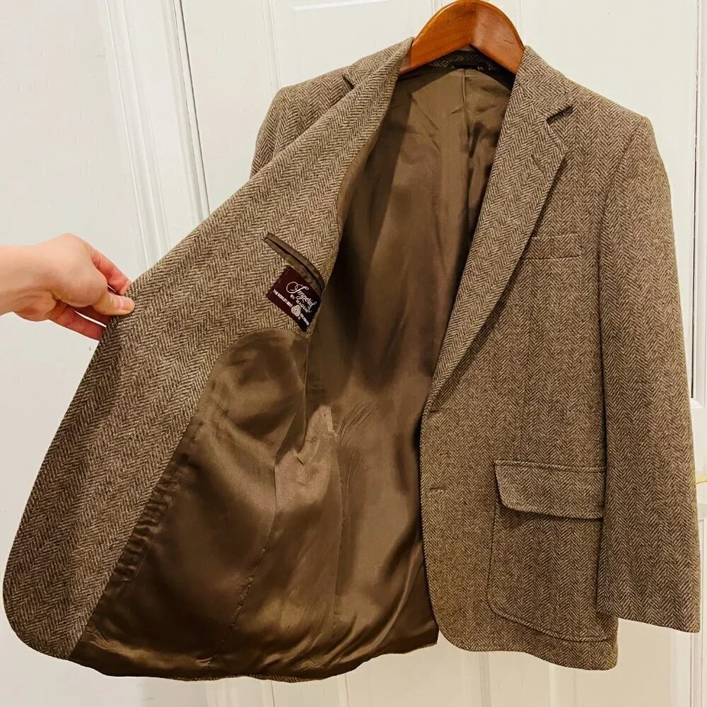VTG Men’s Imperial By Haggar Wool Tweed Herringbone Blazer Jacket 38 R USA
